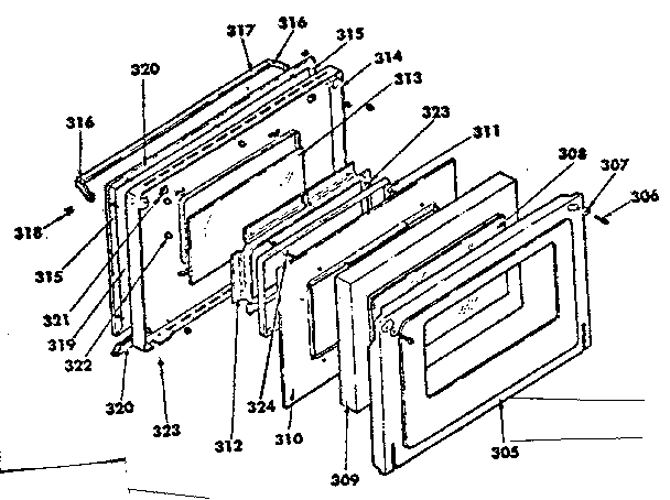 Oven door parts model no. 155.3567790