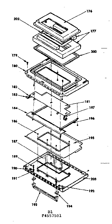 Oven door parts model no. 155.4557501