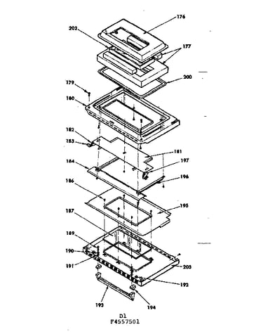 Oven door parts model no. 155.4557501