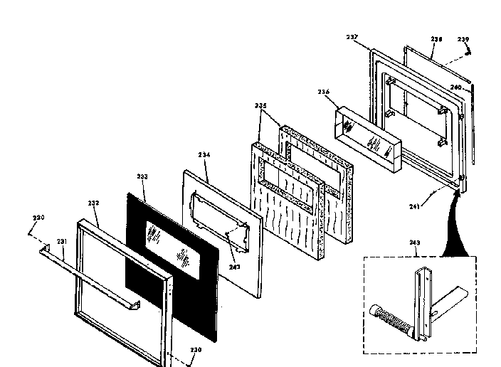 Lower black glass door