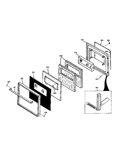 Lower black glass door