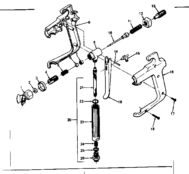 Spray gun and valve housing
