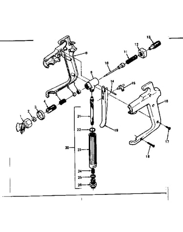 Spray gun and valve housing