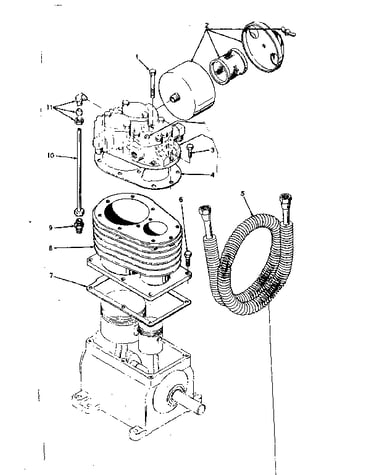 Inlet filter silencer, cylinder and intercooler assembly