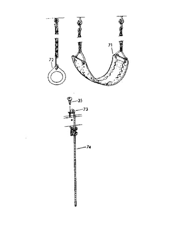 Gym ring, swing, & rope assemblies