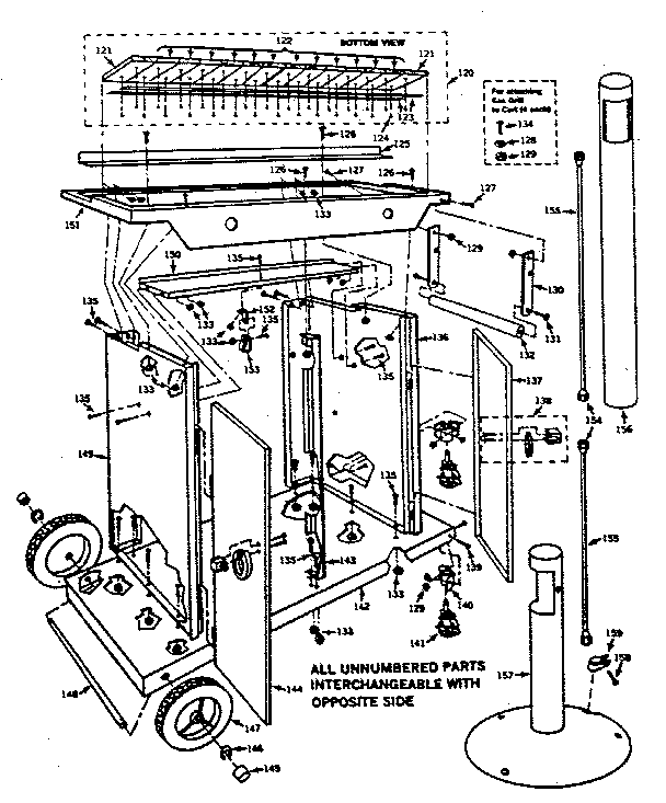 Permanent pst, patio base & portable cart assy.