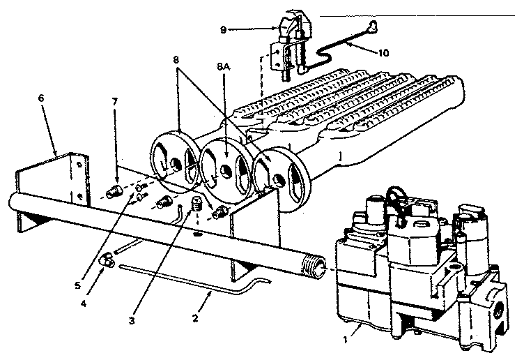 Gas burner and manifold parts