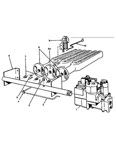 Gas burner and manifold parts