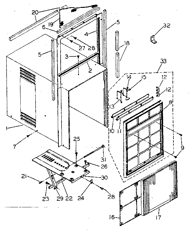 Cabinet and front panel
