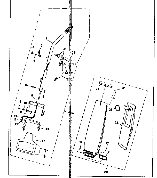 HANDLE AND BAG HOUSING