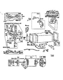 Fuel tank, carburetor, and starting motor assembly