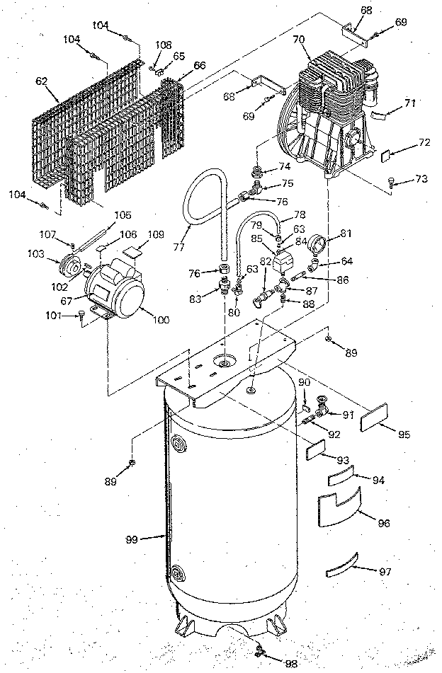 Air compressor diagram - vertical
