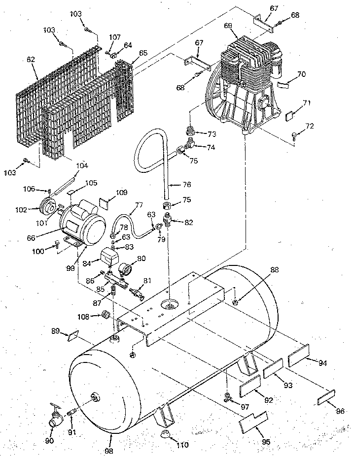 Air compressor diagram - horizontal