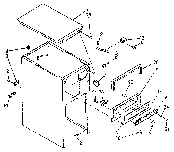 Cabinet and control parts