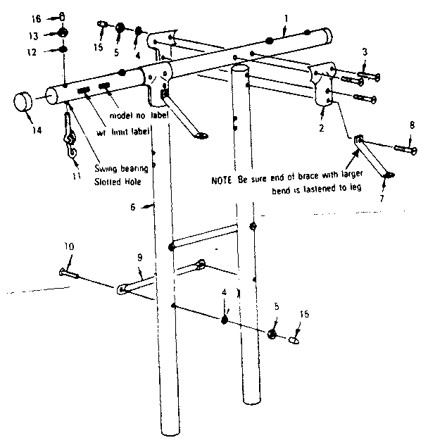 Top bar and leg assembly