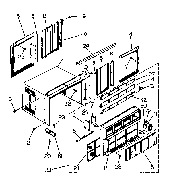 Cabinet and front panel parts