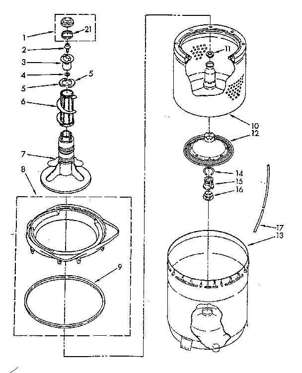 AGITATOR, BASKET AND TUB PARTS