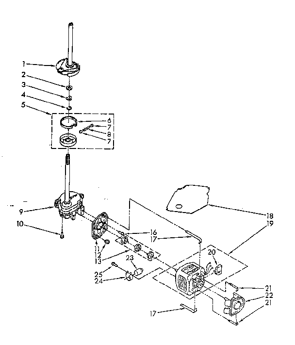 Brake, clutch, gearcase, motor and pump parts