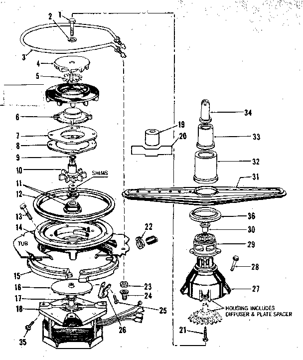 MOTOR, HEATER, AND SPRAY ARM DETAILS