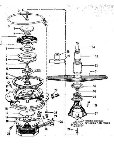 Motor, heater, and spray arm details