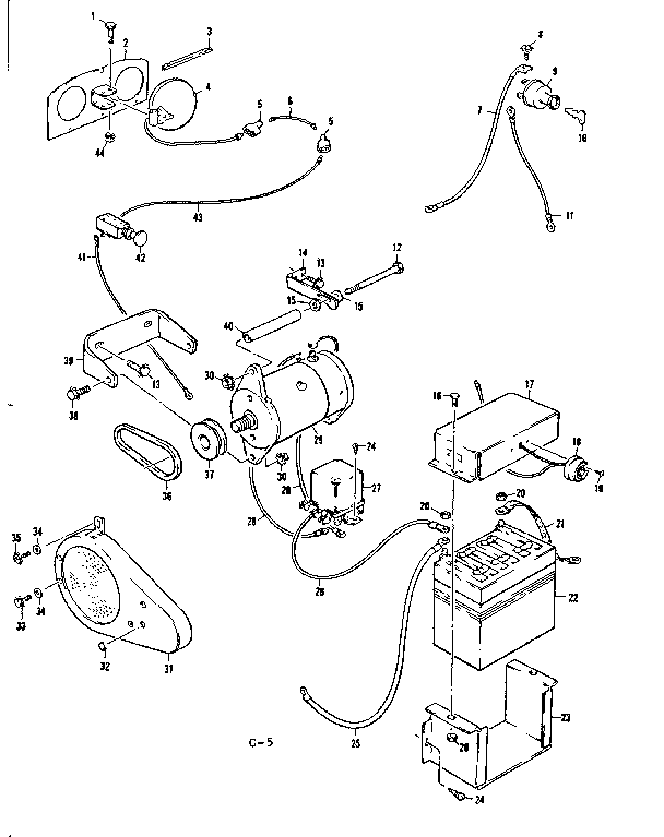 Starter generator assembly and battery