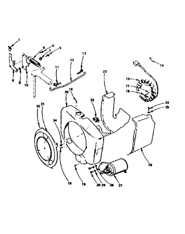 Governor, starter, charging alternator & blower housing grp