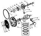 Onan B48G-GA018/3560A crankshaft, flywheel, camshaft and piston group diagram