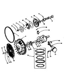 Crankshaft, flywheel, camshaft and piston group