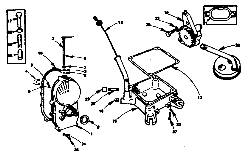 Gear cover, oil base and oil pump group