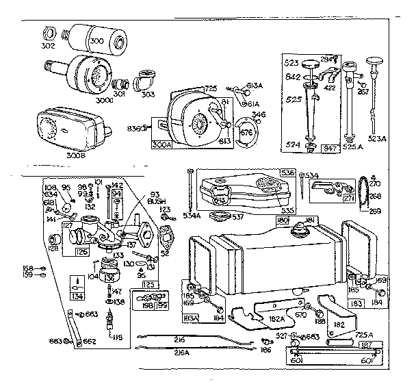 Carburetor and fuel tank assembly
