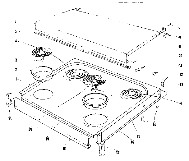 Cook top section