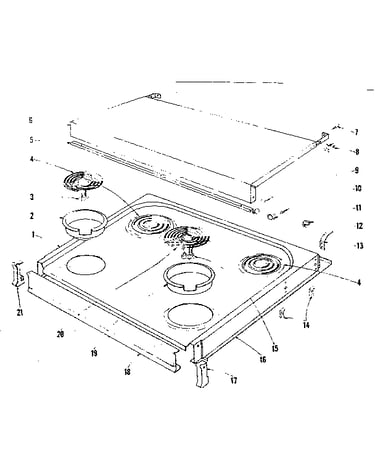 Cook top section
