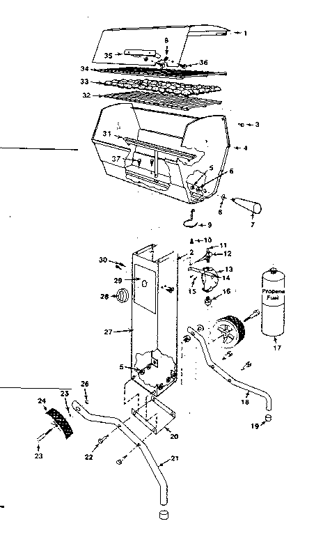Grill and burner section