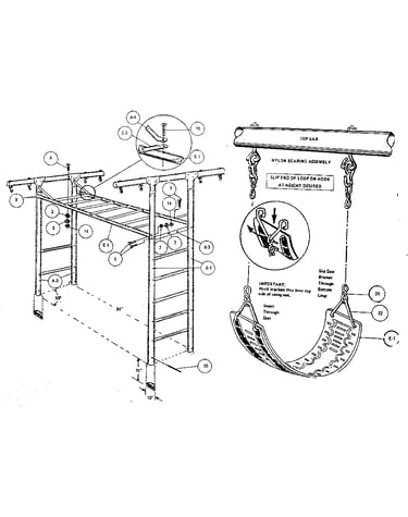 Climber and swing assembly