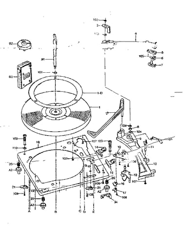 Parts above base plate