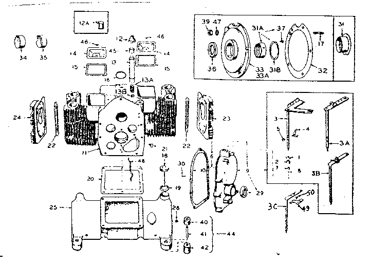 Cylinder block, oil base & gear cover group