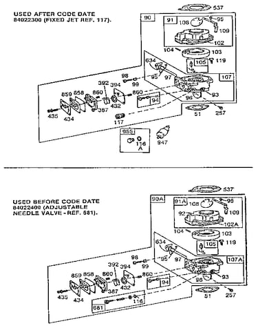 Carburetor assembly (used before and after code date)