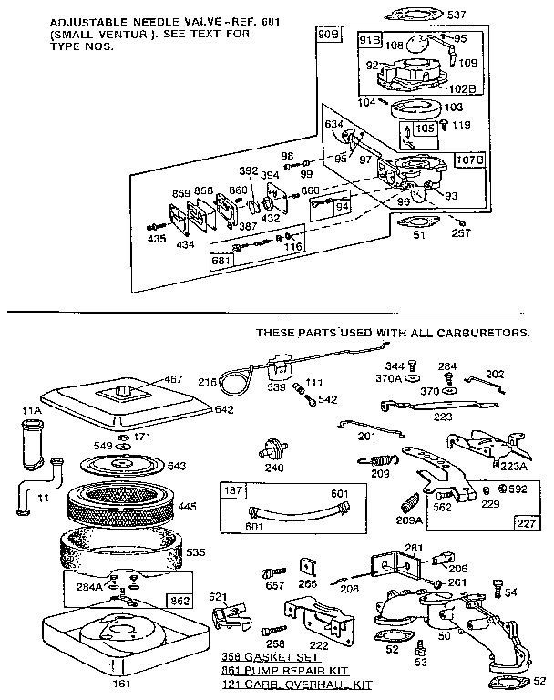 AIR CLEANER BODY AND CARBURETOR ASSEMBLY