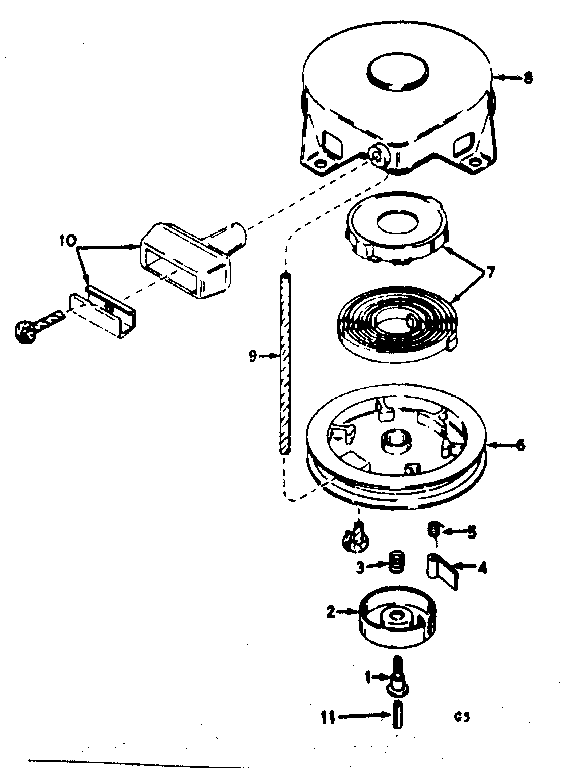 Rewind starter assembly no. 590420