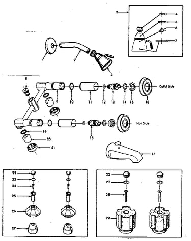 Sears combination tub and shower faucets