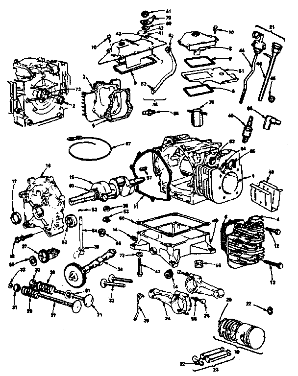 Cylinder, crankshaft and engine base group
