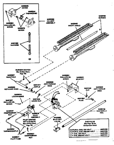 Gas heater assembly (standing pilot ignition)