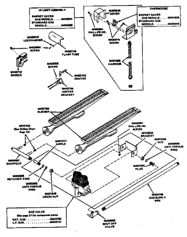 Gas heater assembly (glow-bar ignition)