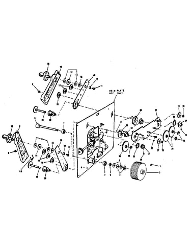 Flywheel, reel arms and gears
