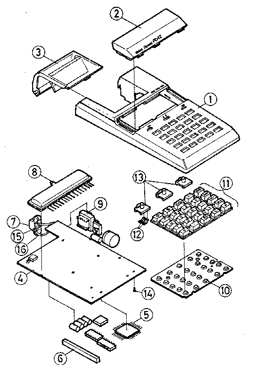 Upper case with key and main p.c. board unit