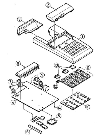 Upper case with key and main p.c. board unit