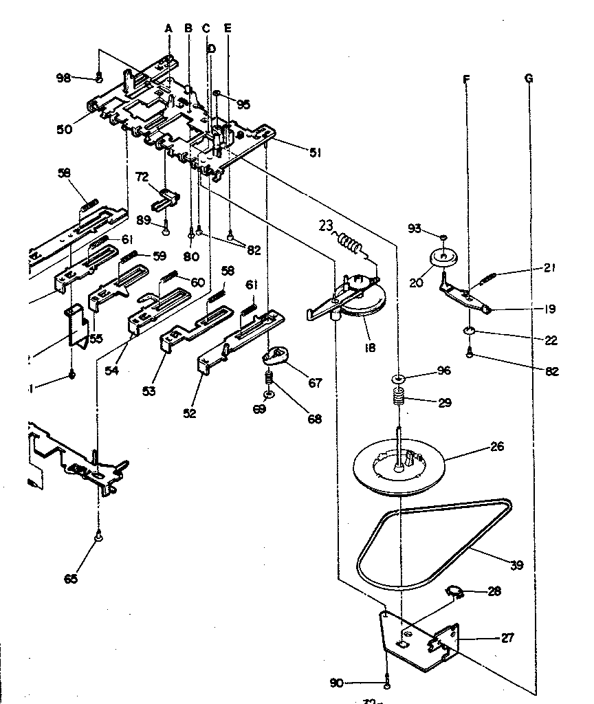 Push button base, lever, and flywheel assemblies