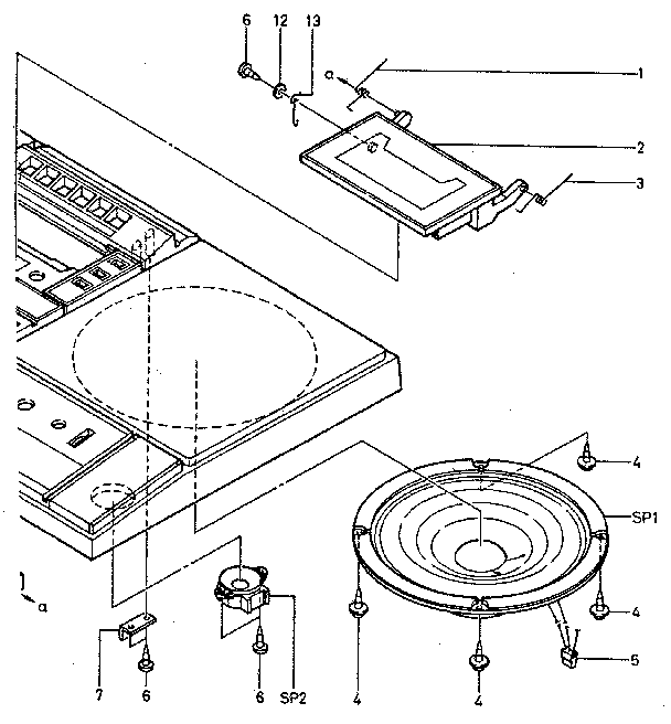 Speaker and cassette lid assembly