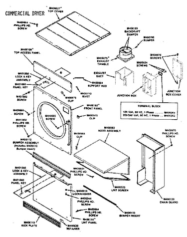 Panels, guards and lint hood assembly