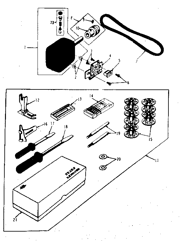 Motor and attachment parts